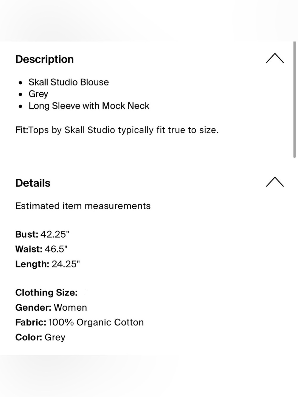 Skall Studio Bianco Blouse — Cloud Grey, Size 38, 100% Organic Cotton - Picture 8 of 8